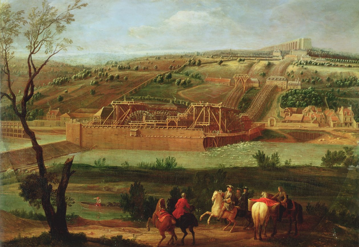 Uitzicht op de Marly Machine en het Aquaduct bij Louveciennes, 1722 door Pierre Denis Martin