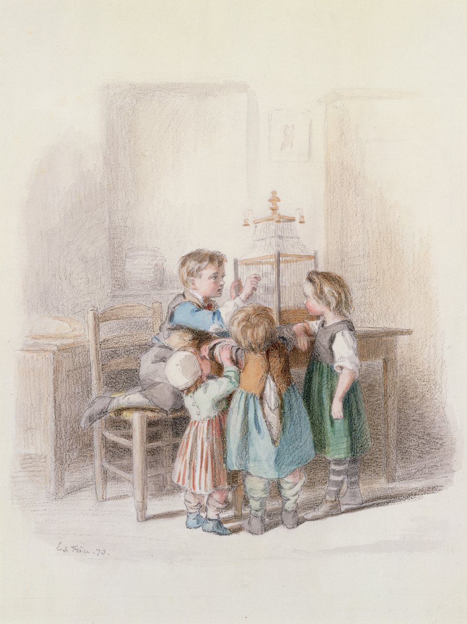 Het nieuwe huisdier, 1870 door Pierre Edouard Frere