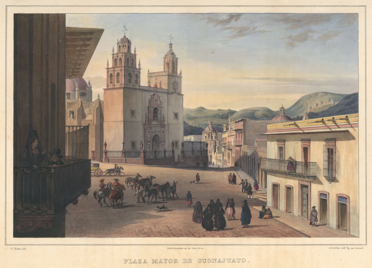 Plaza Mayor de Guanajuato, uitzicht op het hoofdplein van Guanajuato, Guanajuato door Pierre Frédéric Lehnert