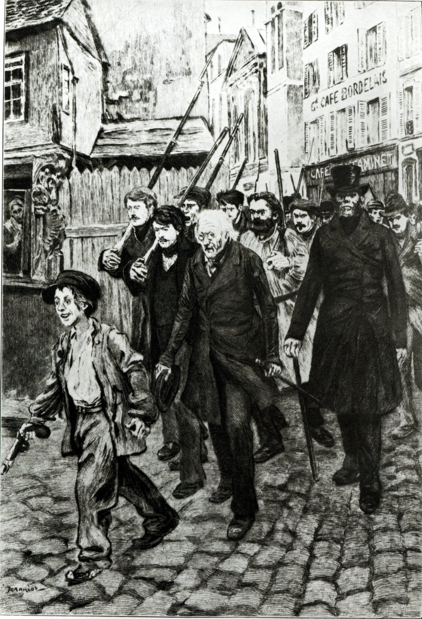 Gavroche Leidt een Demonstratie, illustratie uit 
