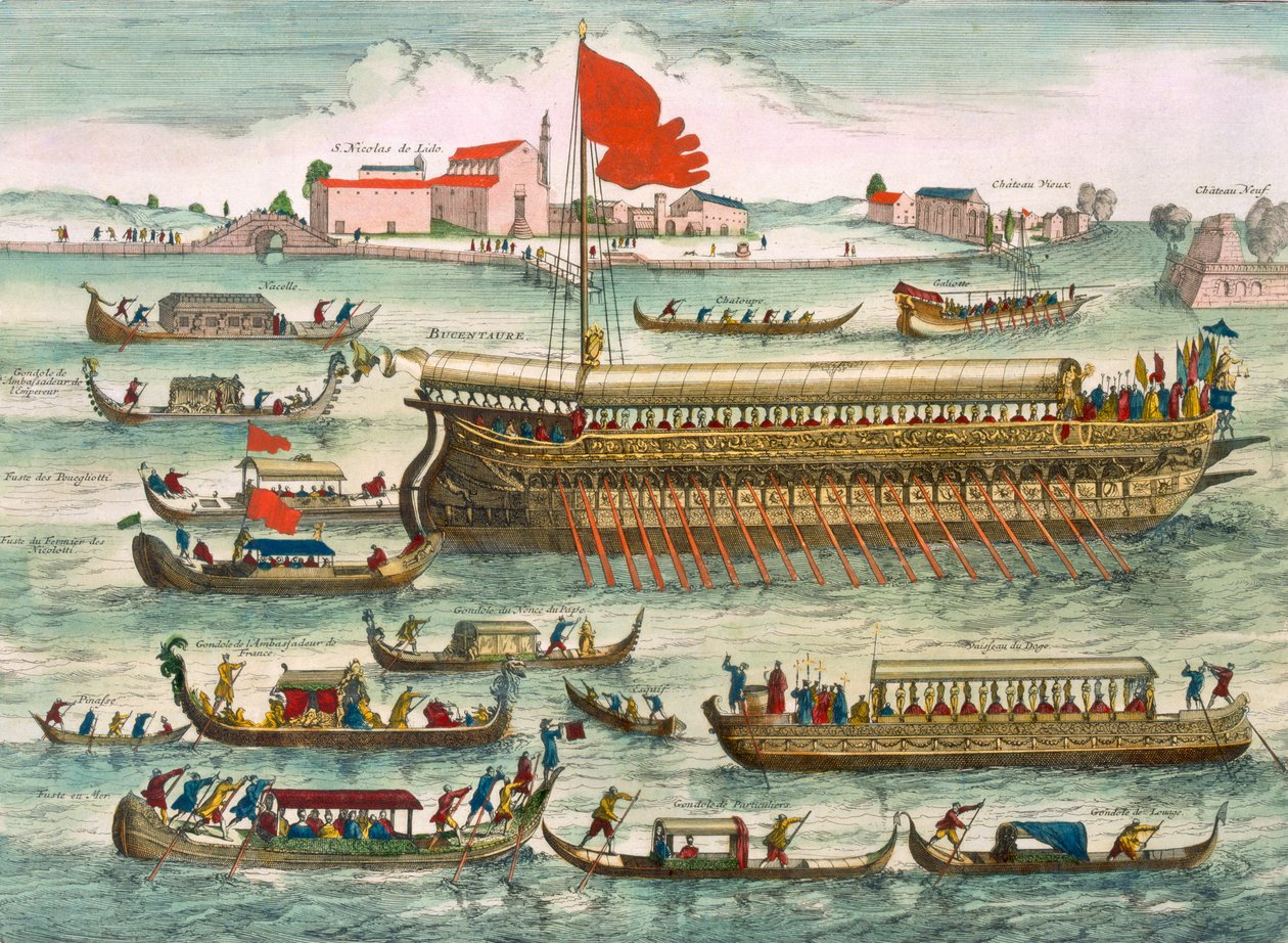 Typen van Genoemde Schepen van de Venetianen, in de Lido, 1693 door Pierre Mortier