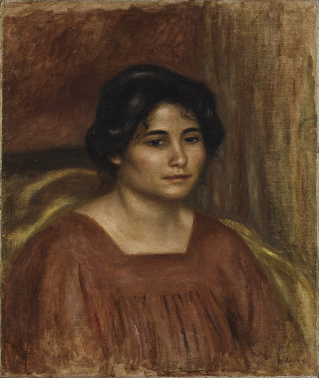 Gabrielle in een Rode Jurk door Pierre Auguste Renoir