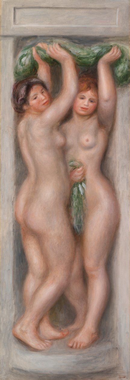 Kariatiden; ook genoemd Twee Baders (decoratief paneel) door Pierre-Auguste Renoir