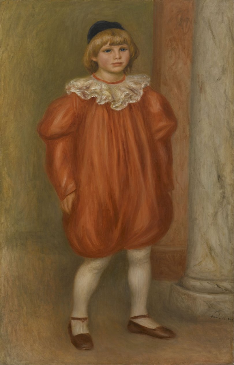 Claude Renoir in clownkostuum door Pierre-Auguste Renoir
