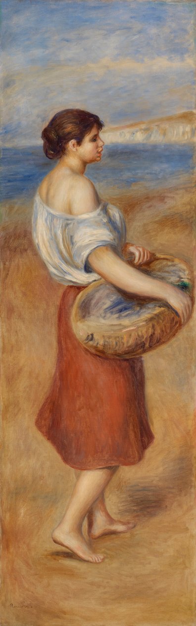 Meisje met Mandje Vis door Pierre-Auguste Renoir