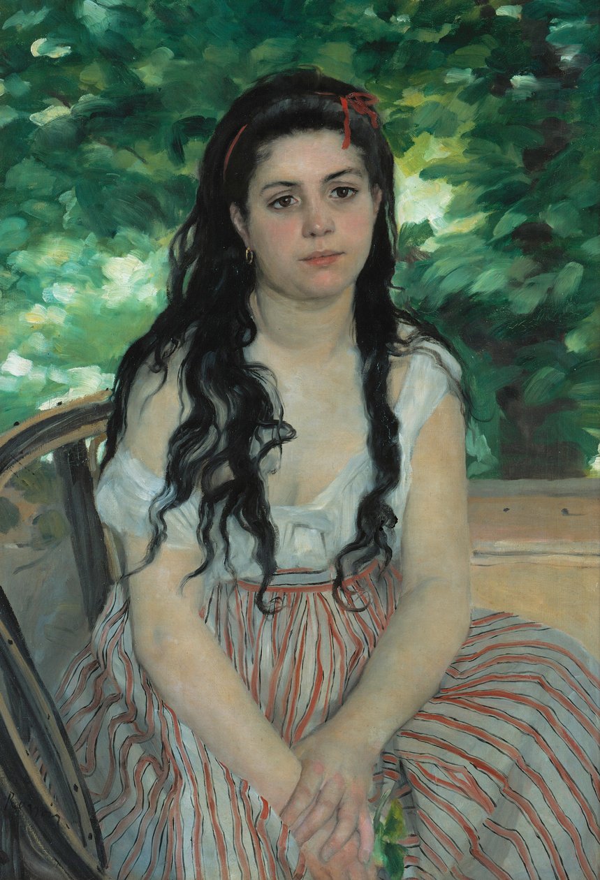 In de zomer - De zigeunerin door Pierre-Auguste Renoir