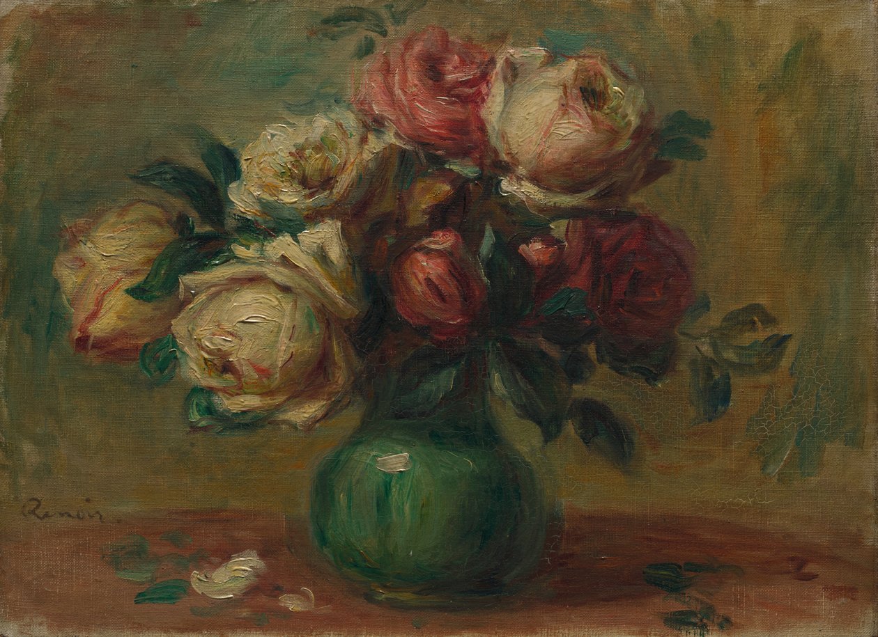 Rozen in een Vaas door Pierre-Auguste Renoir