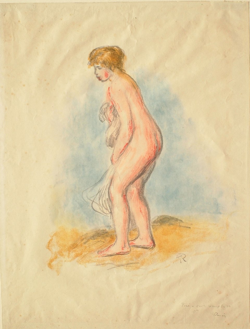 Stehende weibliche Badende door Pierre-Auguste Renoir