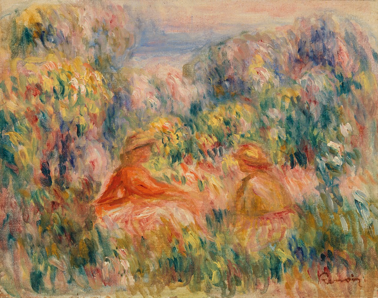 Twee Vrouwen in een Landschap door Pierre-Auguste Renoir