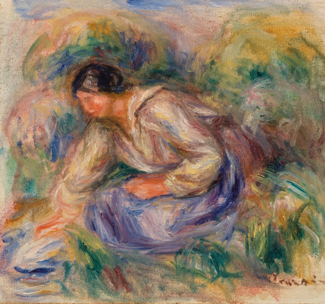 Vrouw in Blauwe Rok door Pierre-Auguste Renoir