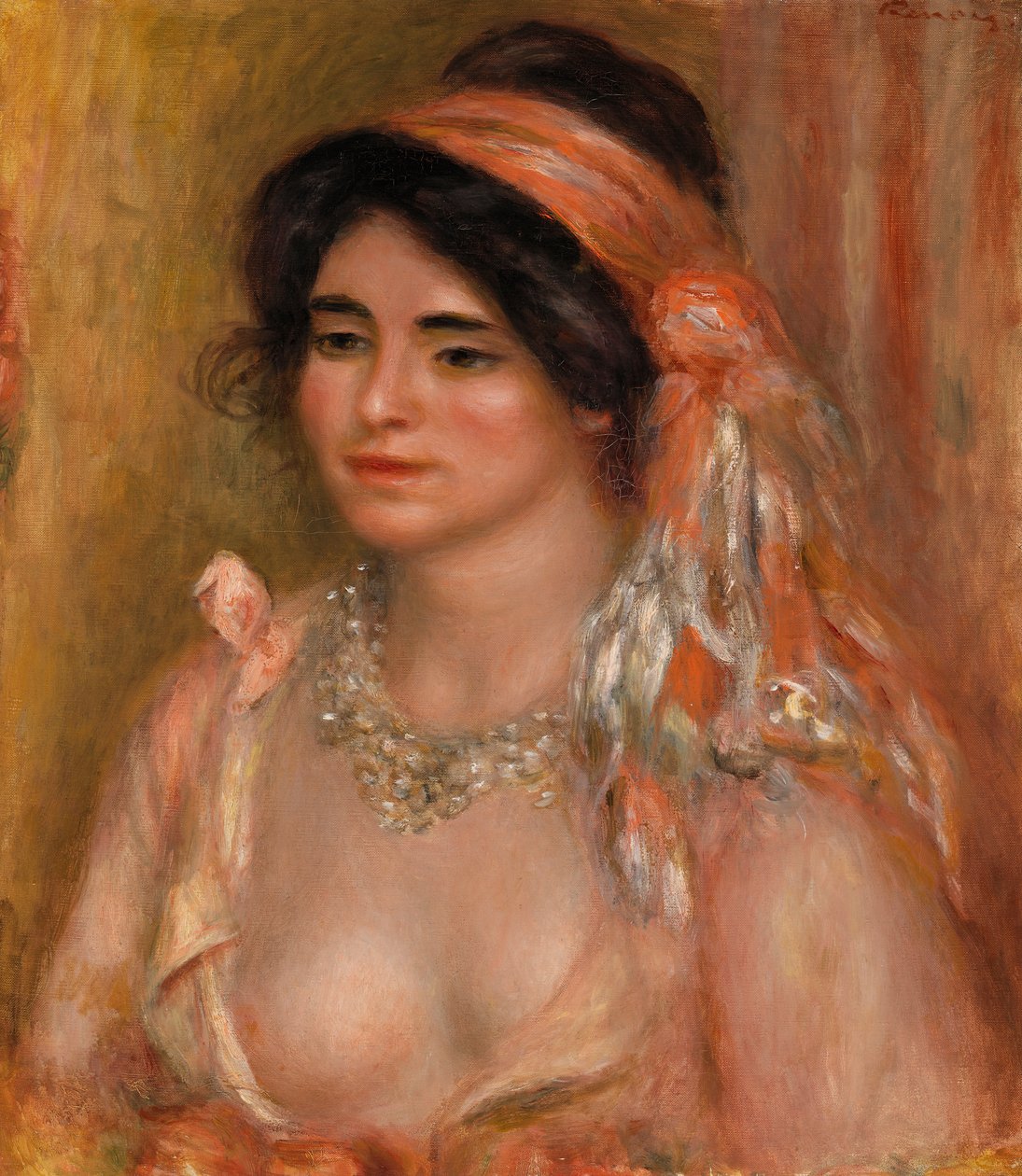 Vrouw met zwart haar (Jonge vrouw met zwart haar, buste) door Pierre-Auguste Renoir