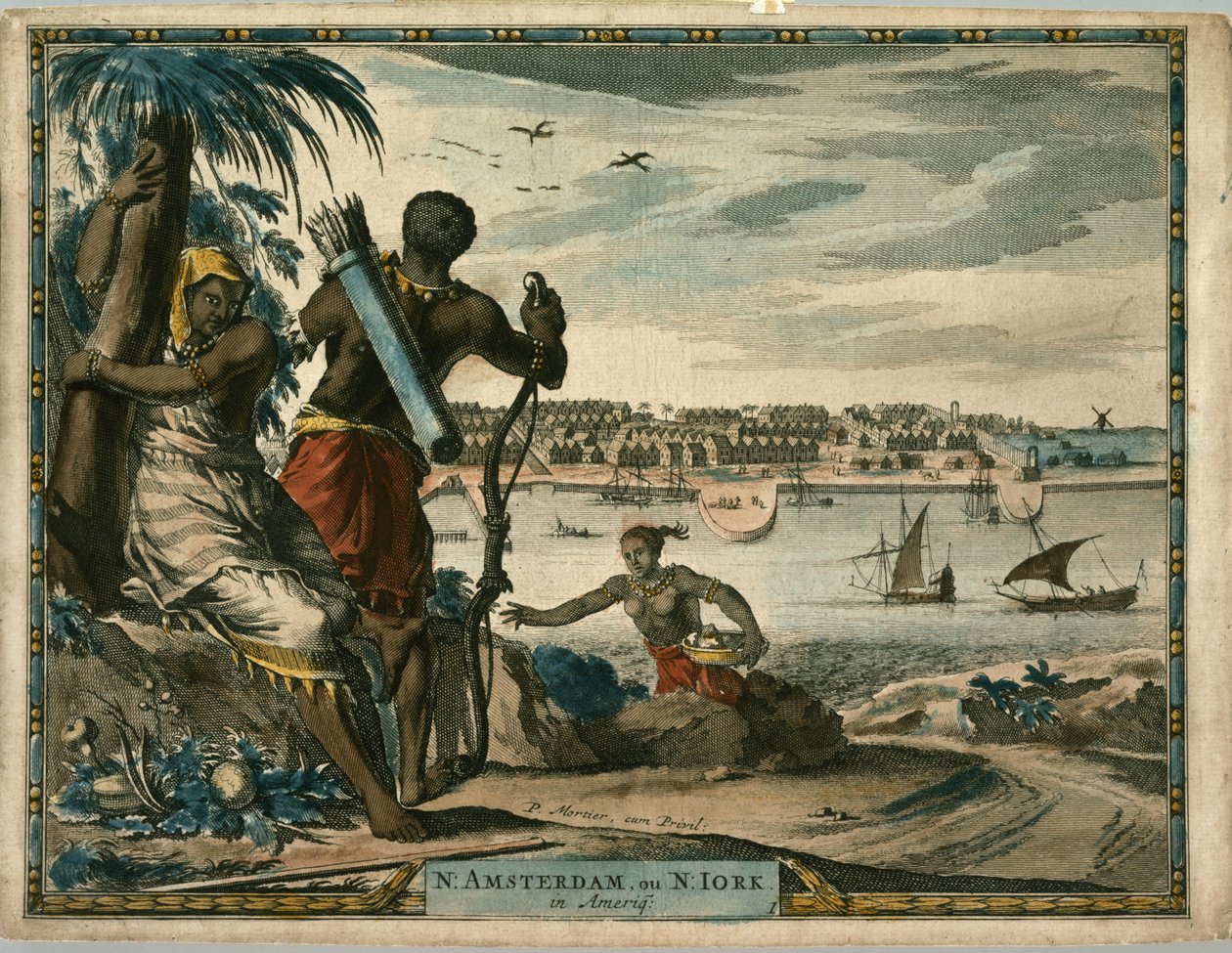 N. Amsterdam, of N Iork in Amerika, ca. 1700 door Pierre  Mortier
