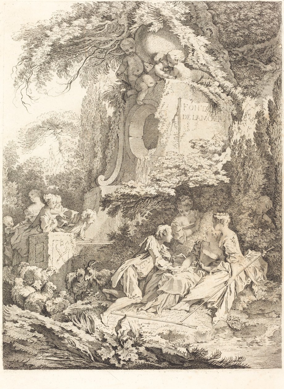 De Fontein van de Liefde door Pierre Alexandre Aveline after François Boucher