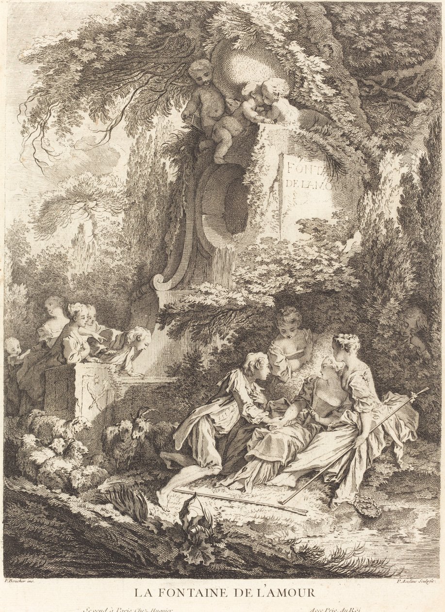 De Fontein van de Liefde door Pierre Alexandre Aveline after François Boucher