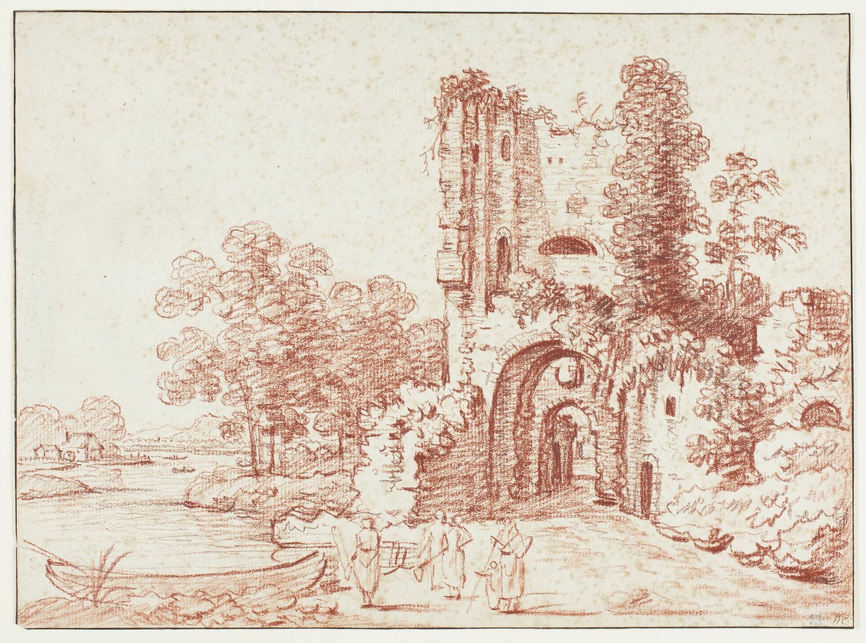 Landschap met vervallen toren door Pierre Alexandre Wille