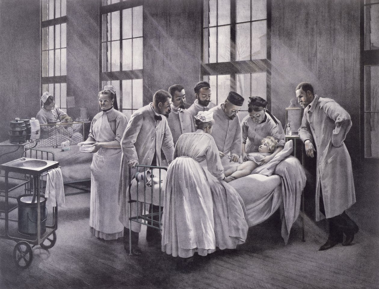De Kroep Genezen door Dokter Roux, gegraveerd door E. Buval door Pierre Andre Brouillet