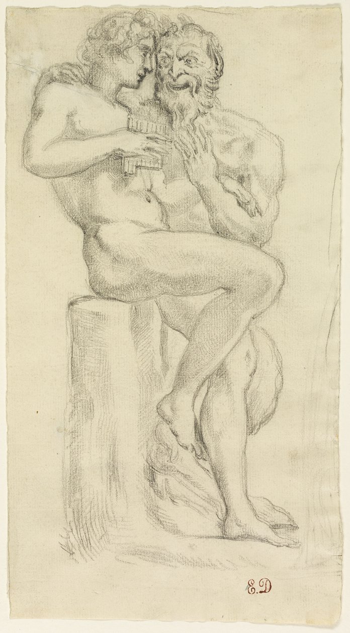 Studie van een naaktfiguur en een faun door Pierre Andrieu