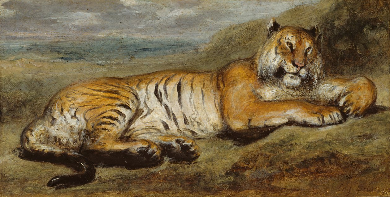 Rustende tijger door Pierre Andrieu
