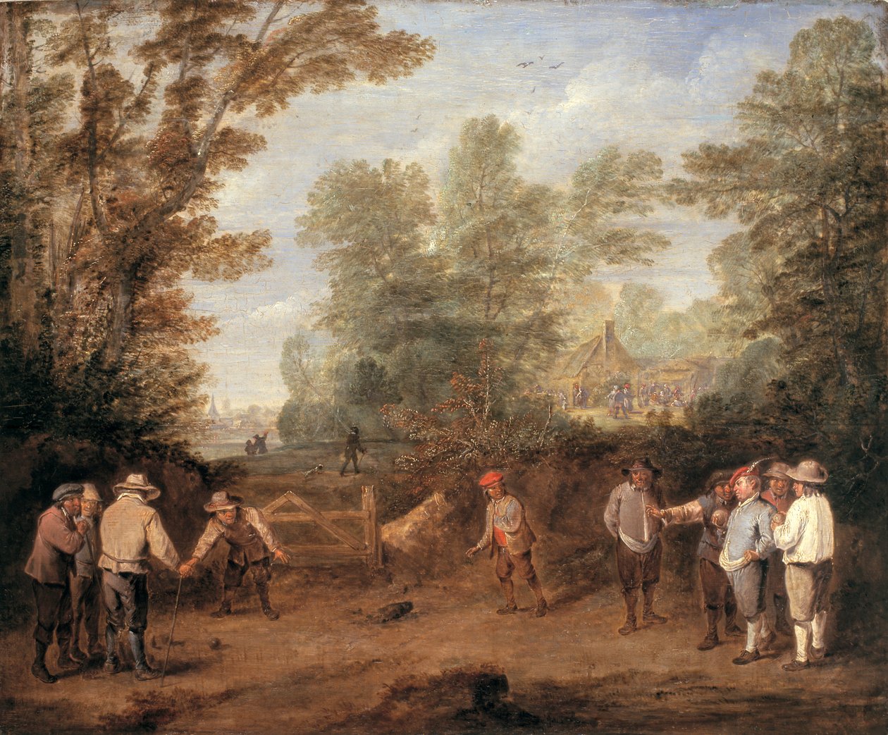 Jeu de boules (schilderij) door Pierre Angelis or Angillis