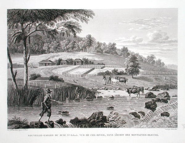 Nieuw-Zuid-Wales, Nieuw-Holland: Uitzicht op de Cox-rivier in het westen van de Blauwe Bergen, uit 