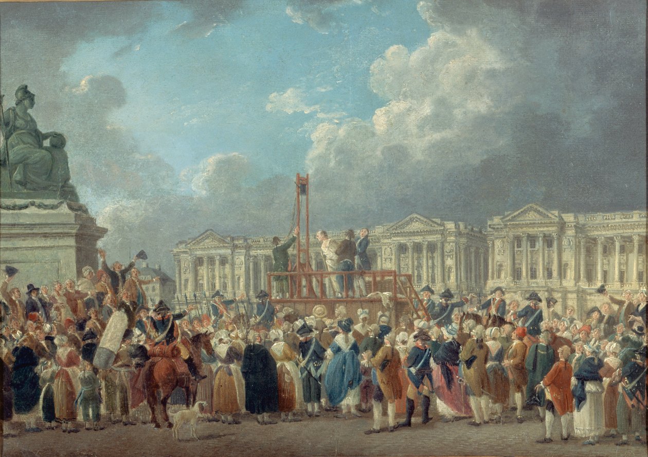 Een executie op de Place de la Révolution, ca. 1793 door Pierre Antoine Demachy