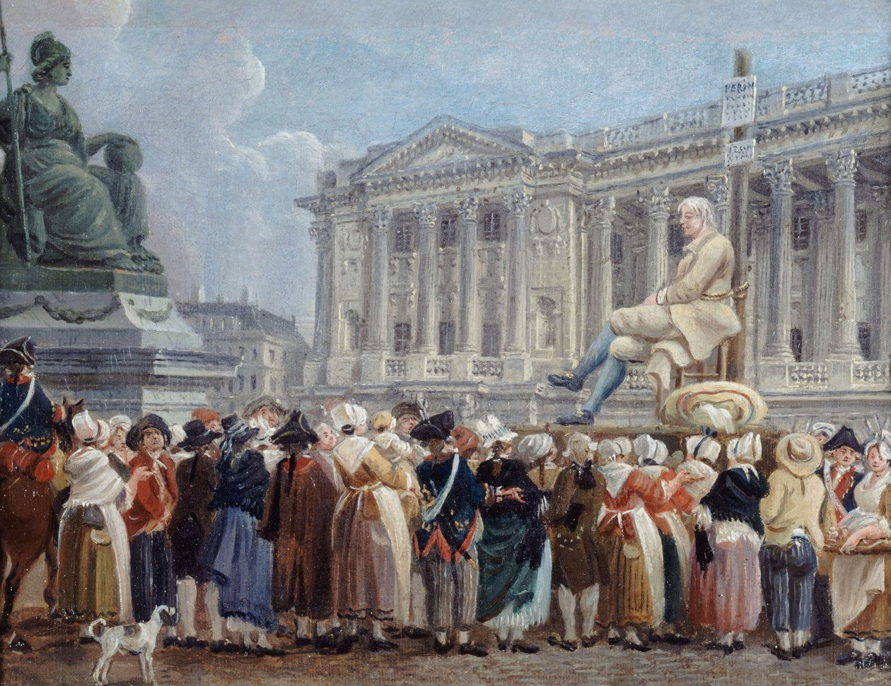 Expositie van Pierre Nicolas Perrin op het Place de la Révolution, 29 vendémiaire, c. 1793 door Pierre Antoine Demachy
