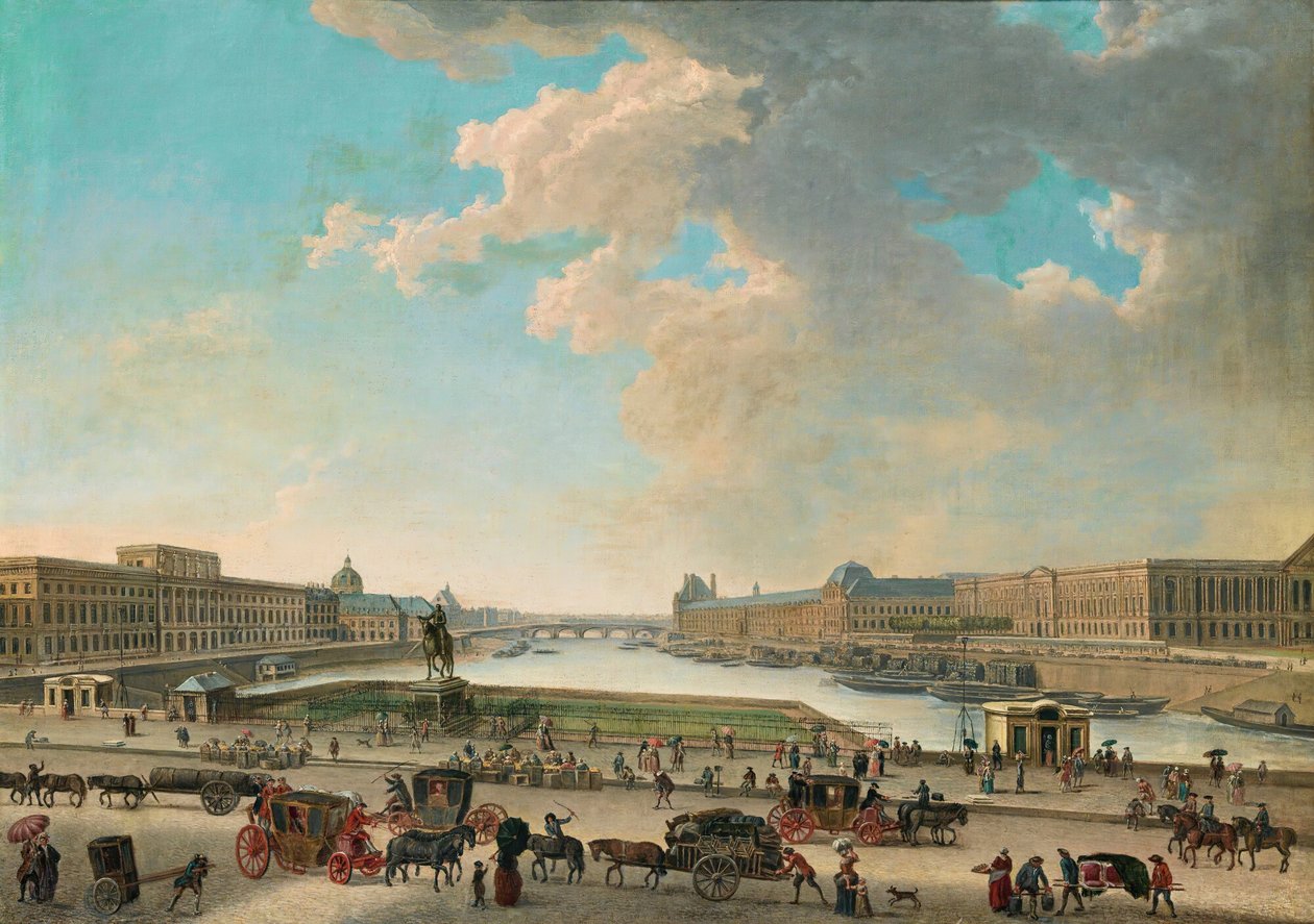 Uitzicht op Parijs vanaf de Place Dauphine, Tussen 1750 en 1775 door Pierre Antoine Demachy