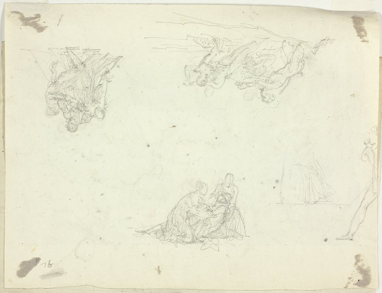 Schetsblad: Figurengroepen door Pierre Antoine Mongin