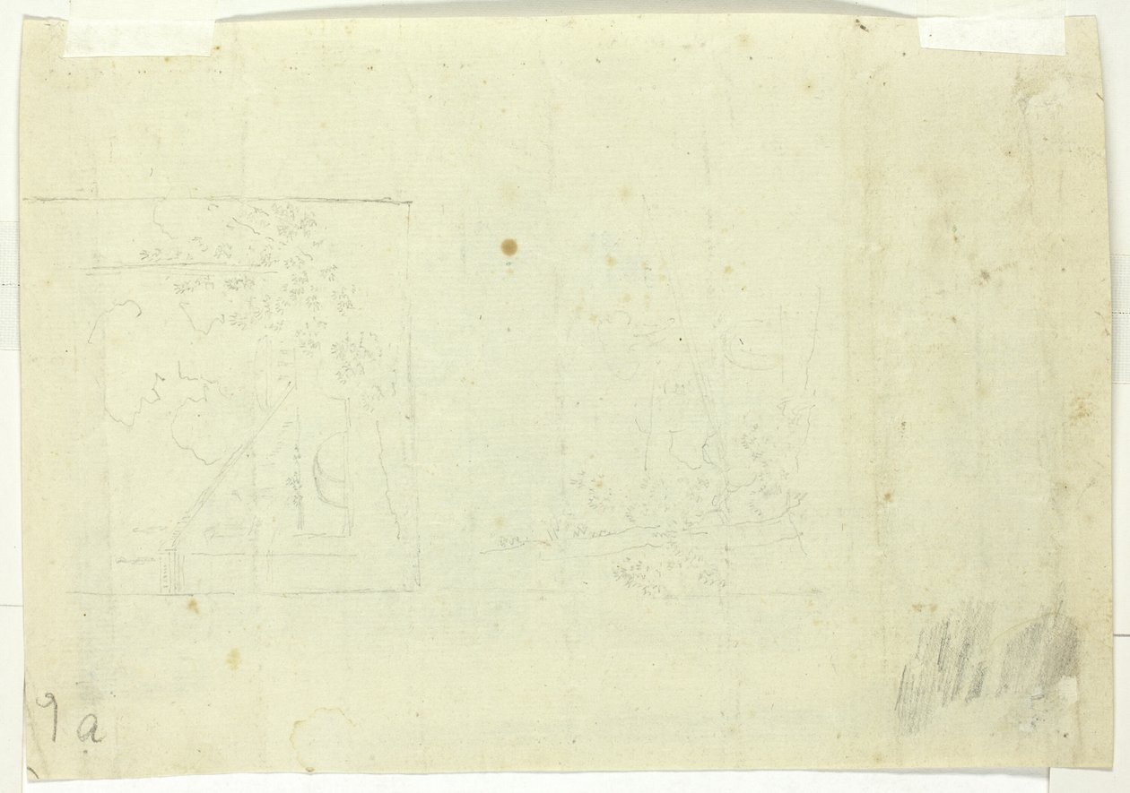 Twee schetsen van een park door Pierre Antoine Mongin