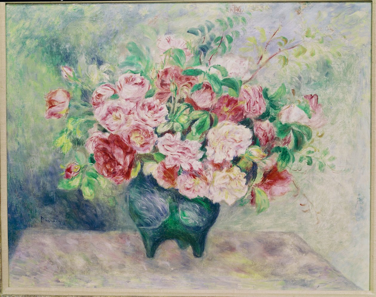 Een boeket bloemen (olieverf op doek) door Pierre Auguste Renoir