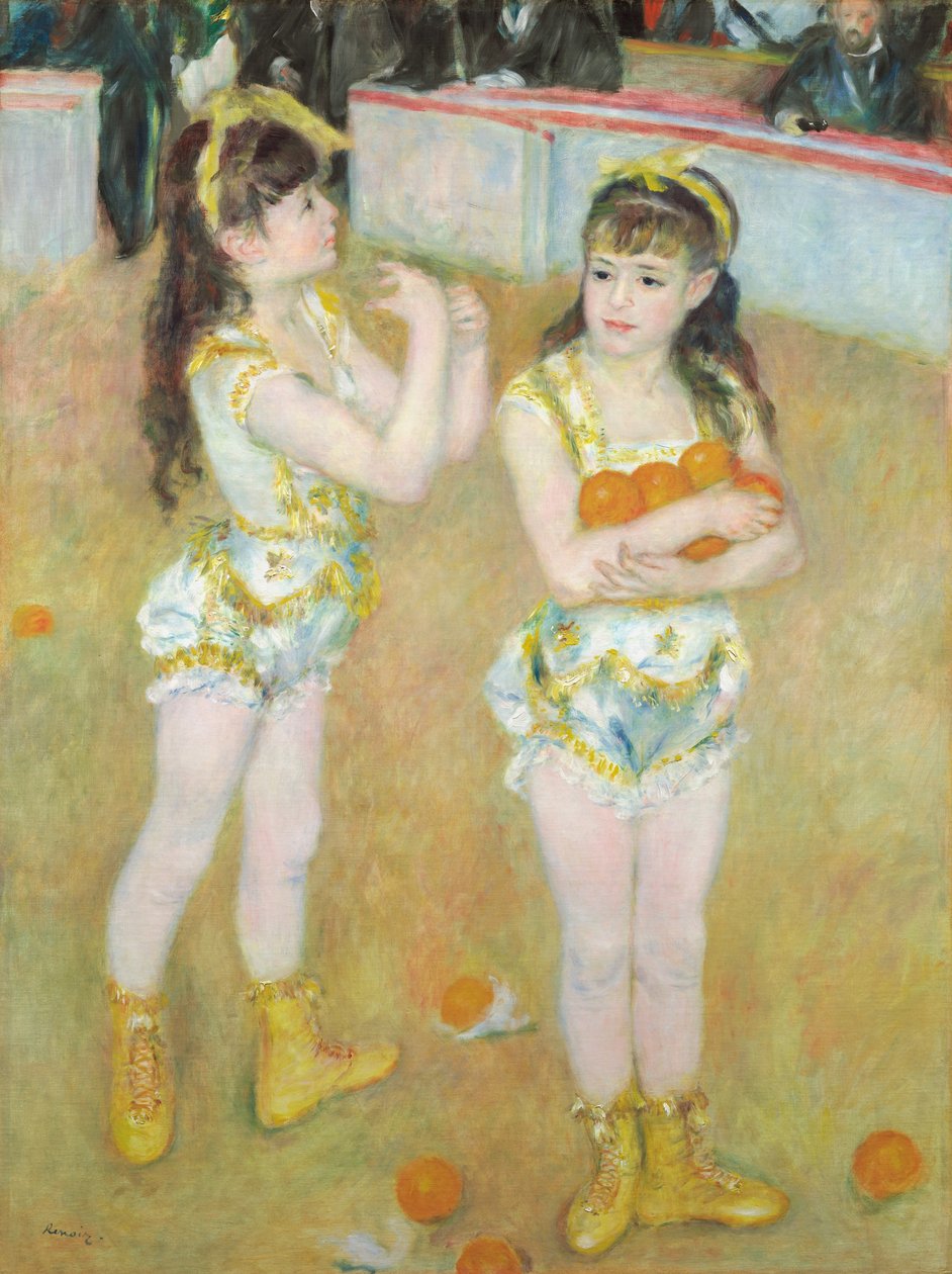 Acrobaten bij Cirque Fernando (Francisca en Angelina Wartenberg) door Pierre Auguste Renoir