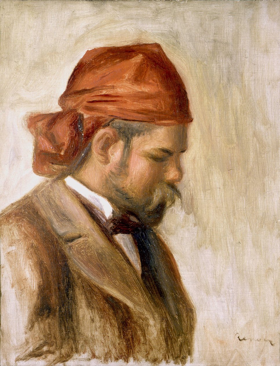 Ambroise Vollard in een rode bandana door Pierre Auguste Renoir