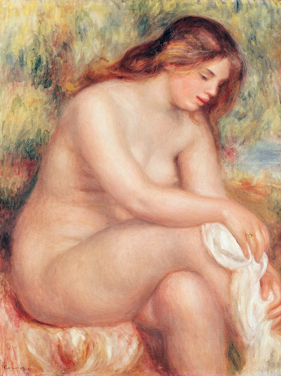 Bader droogt zichzelf af, ca. 1910 door Pierre Auguste Renoir