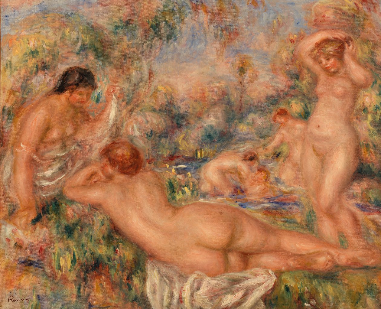 Badhuisgangers door Pierre-Auguste Renoir