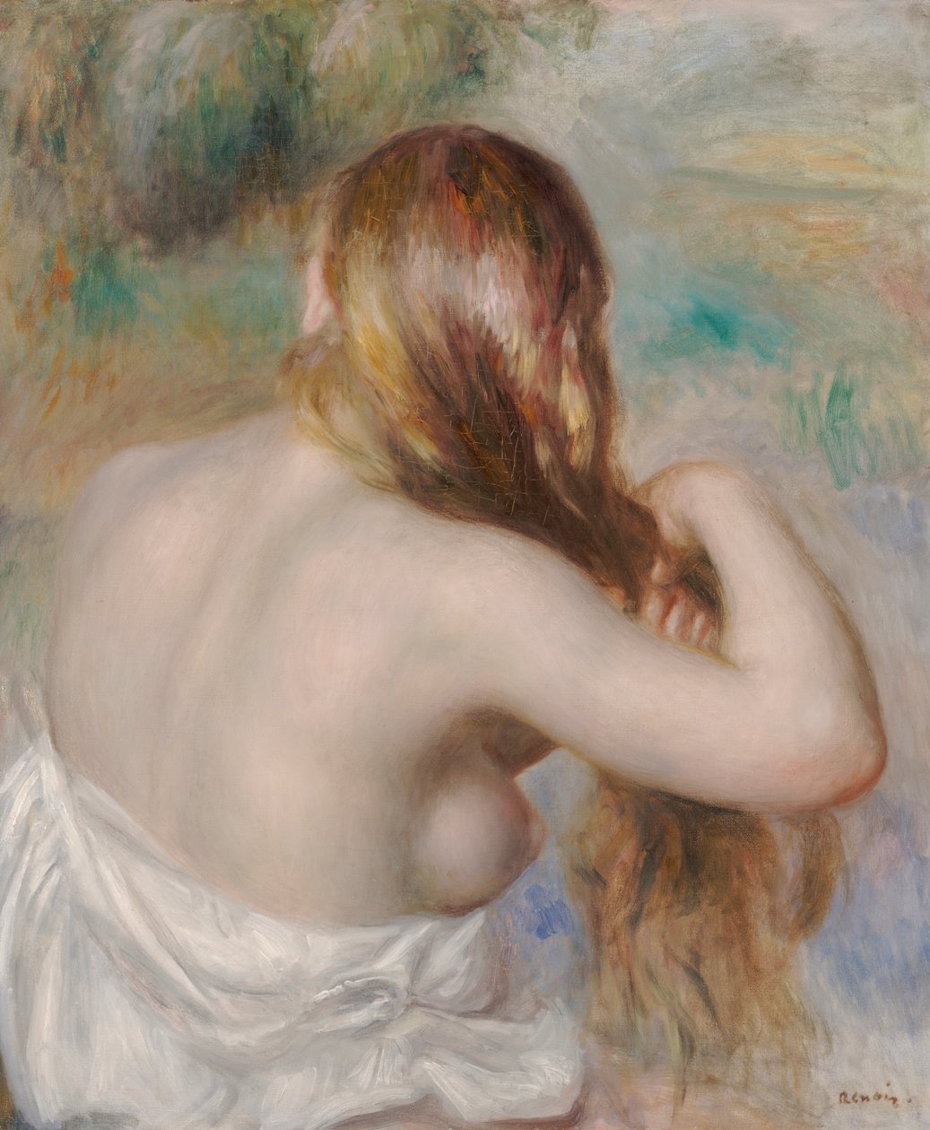 Blonde die Haar Haar Vlecht door Pierre Auguste Renoir