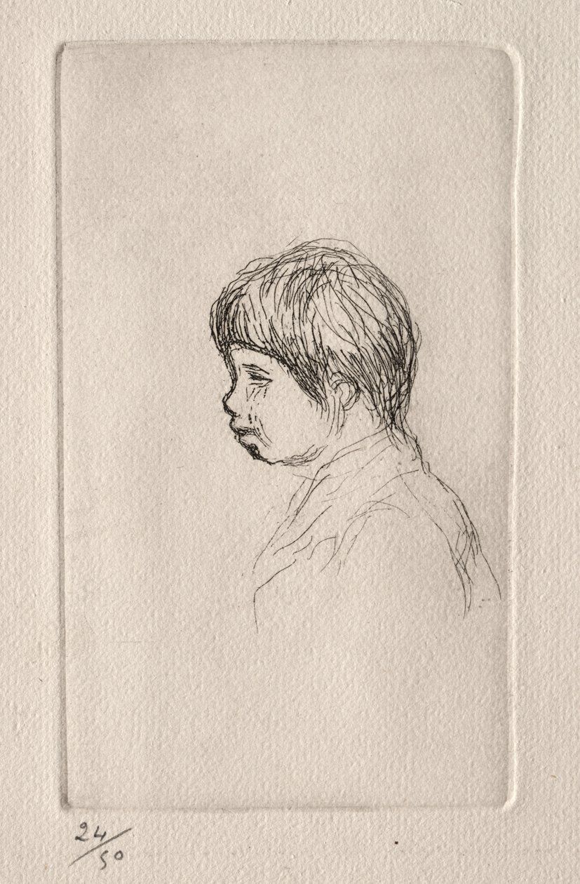 Claude Renoir, de zoon van de kunstenaar, in profiel door Pierre Auguste Renoir