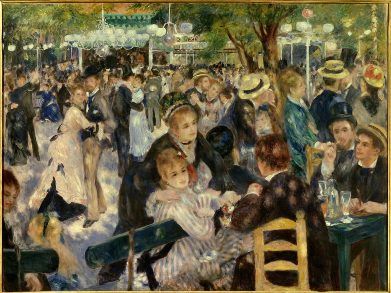 Dans in Le Moulin de la Galette door Pierre Auguste Renoir
