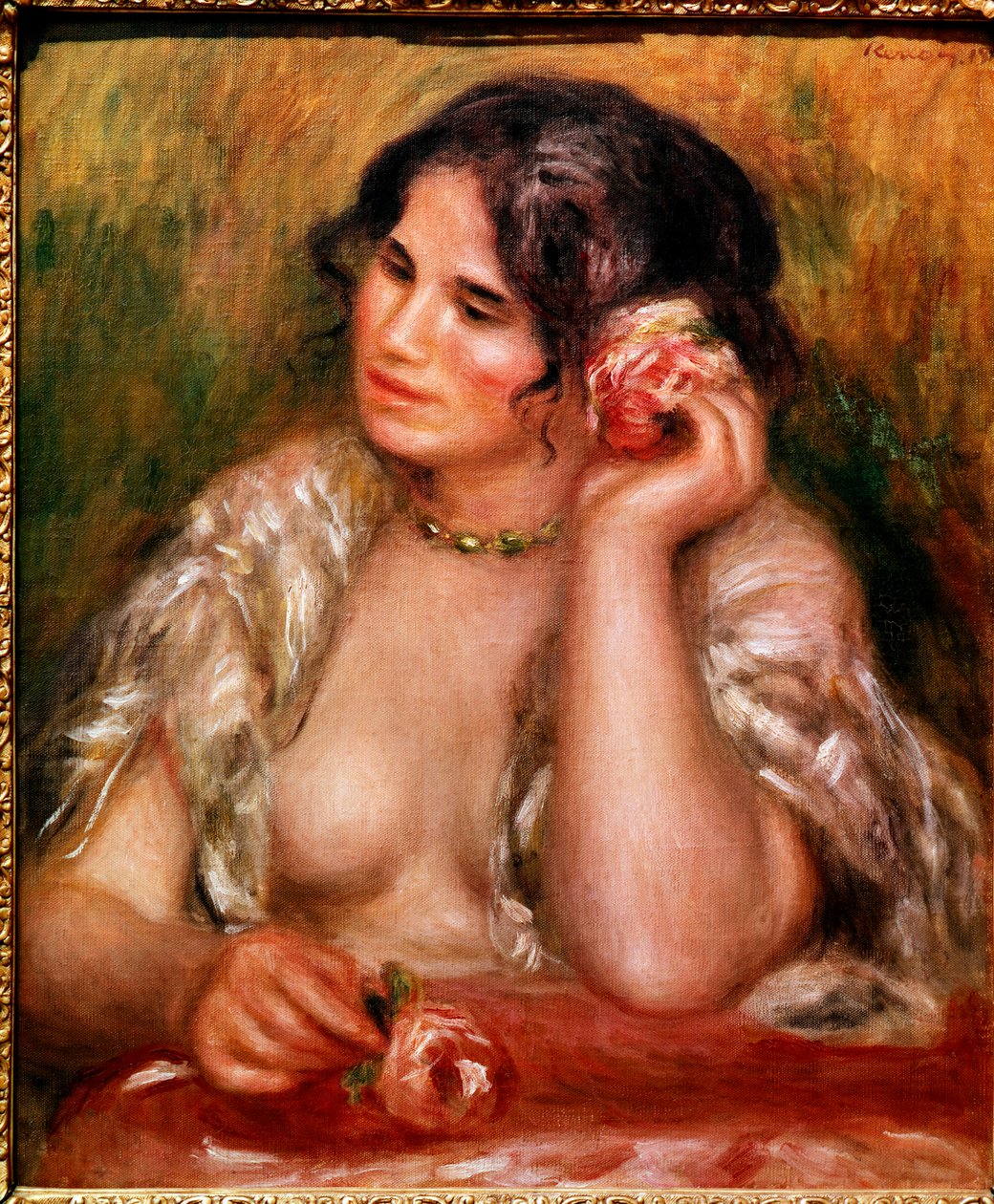 Gabrielle met de roos door Pierre Auguste Renoir