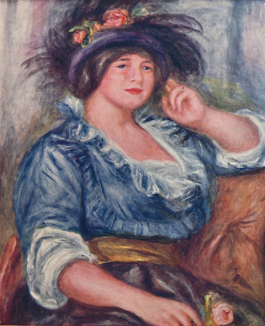 Meisje met een roos, 1913, 1923 door Pierre Auguste Renoir