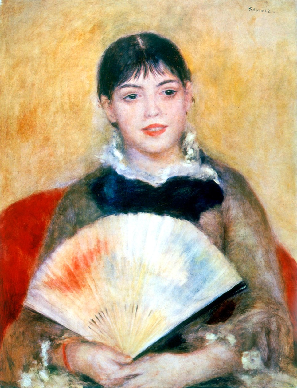 Meisje met een waaier, 1881 door Pierre Auguste Renoir