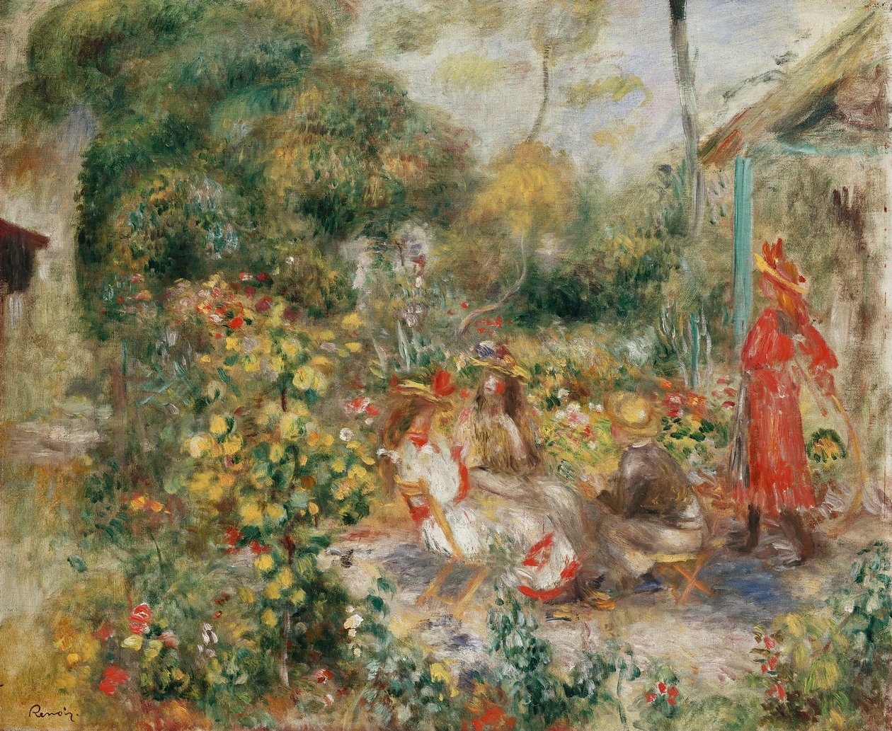Meisjes in een tuin in Montmartre, ca. 1893-5 door Pierre Auguste Renoir