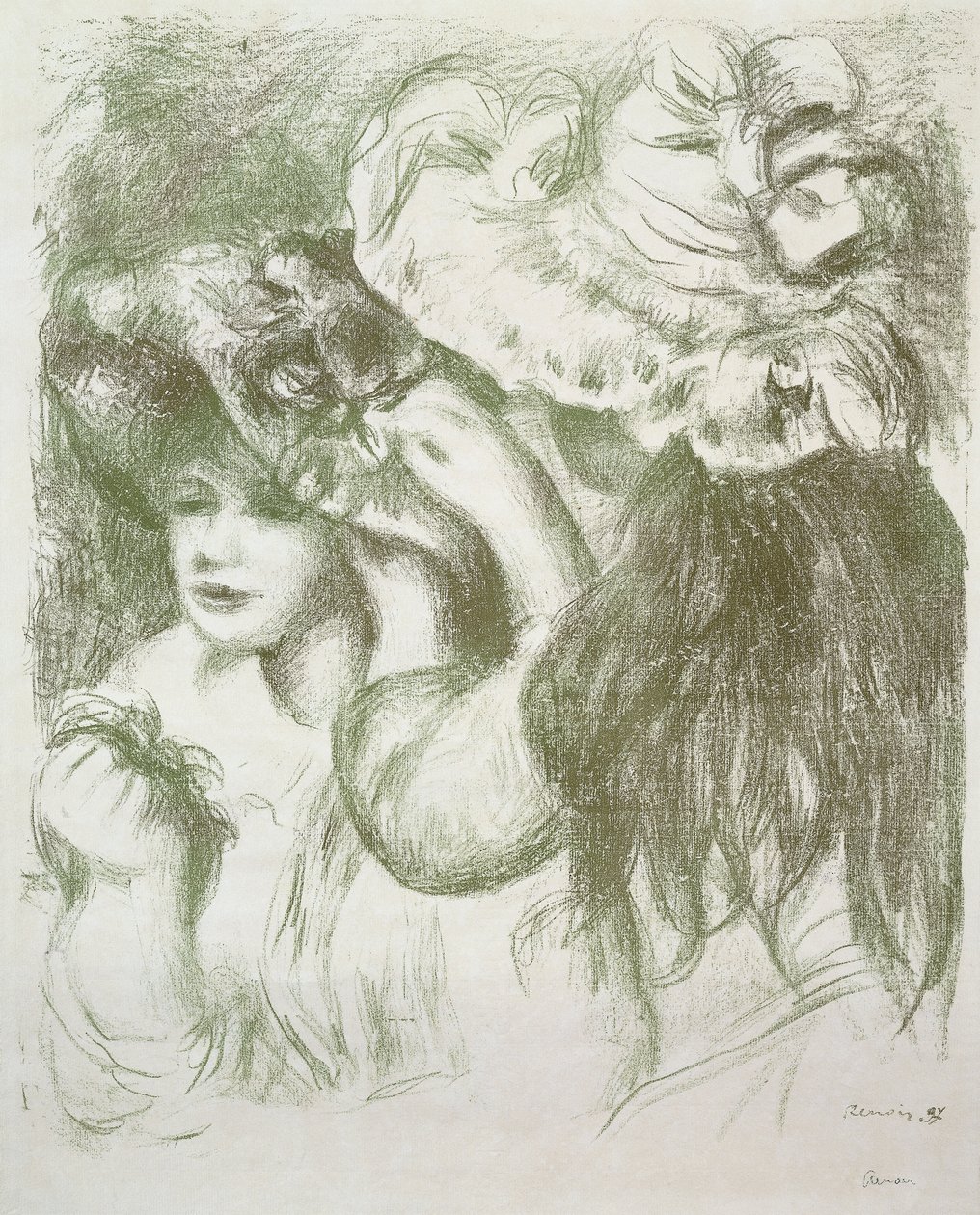 De Hoedenspeld, Eerste Bord; Le Chapeau Epingle, Première Planche, ca. 1897 door Pierre Auguste Renoir