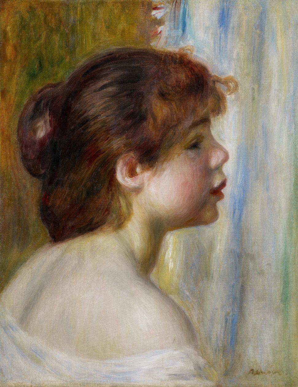 Hoofd van een jonge vrouw, eind 19e eeuw door Pierre Auguste Renoir