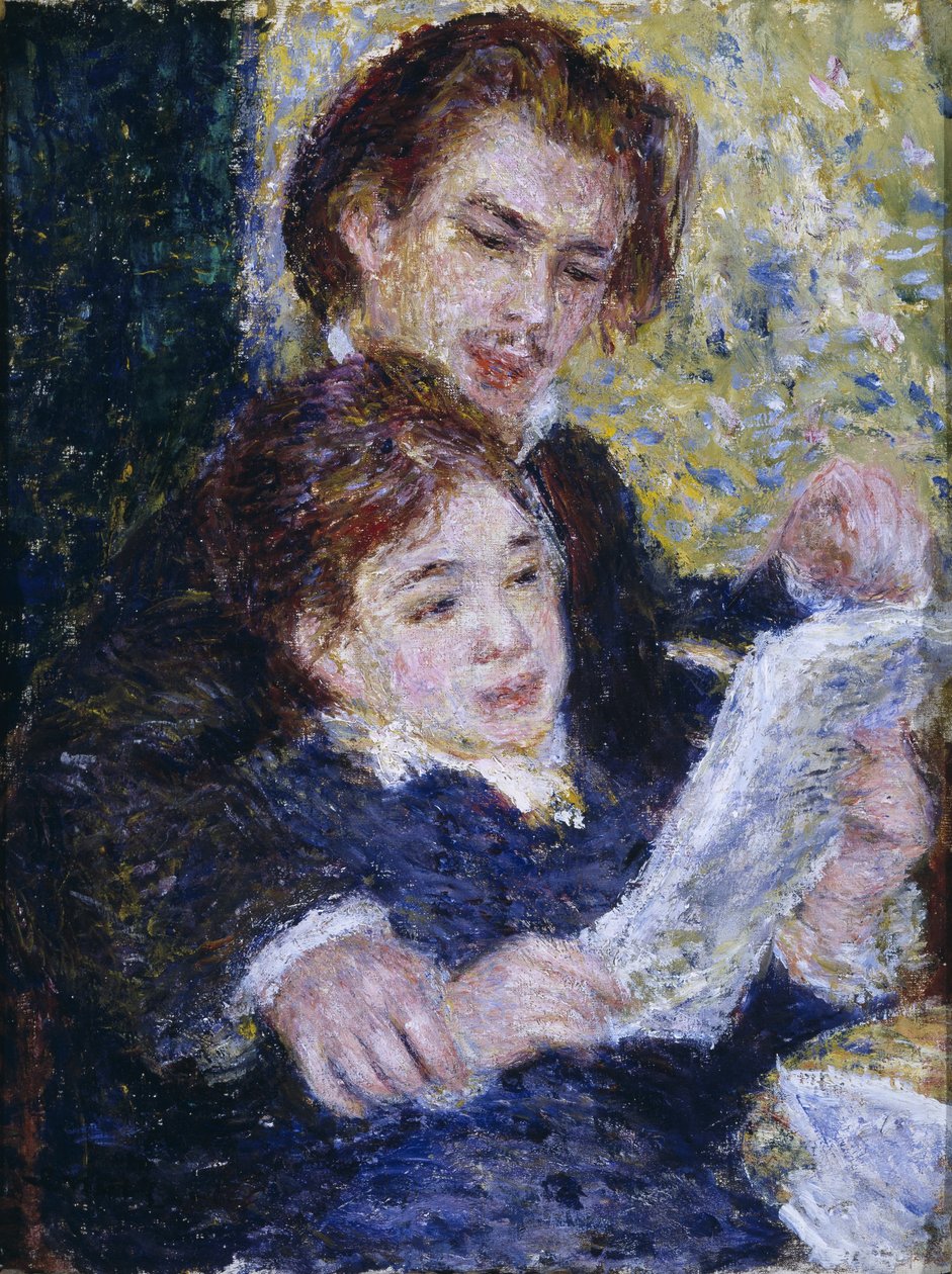 In het Atelier: Georges Riviere en Marguerite Legrand door Pierre Auguste Renoir