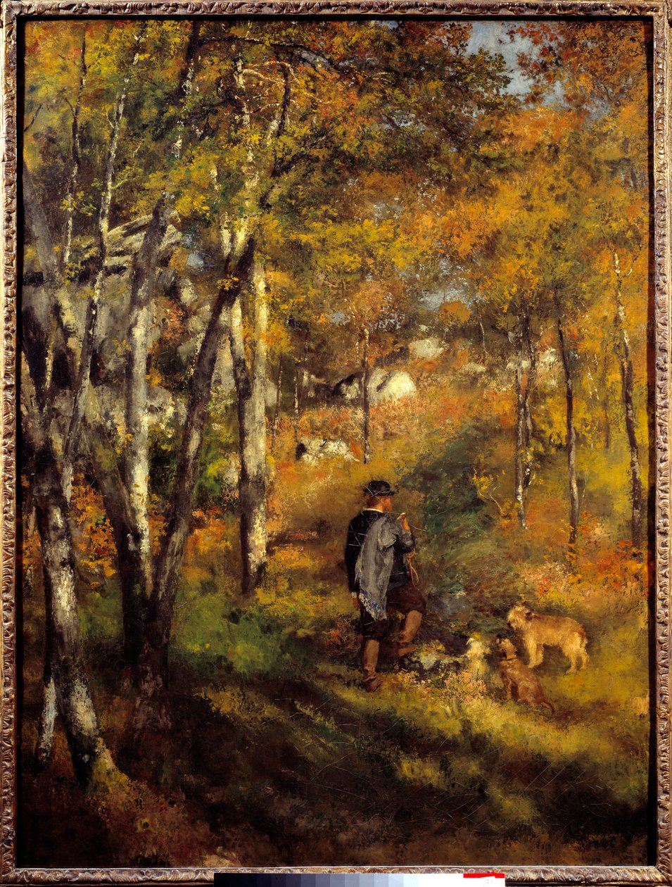 Jules Lecoeur en zijn honden in het bos van Fontainebleau door Pierre Auguste Renoir