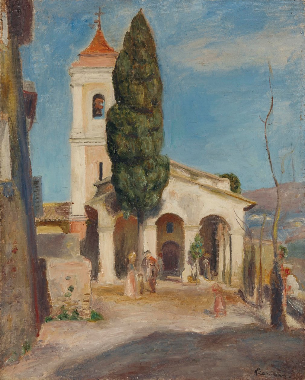 La Chapelle Notre-Dame de Protection au Haut-de-Cagnes door Pierre Auguste Renoir