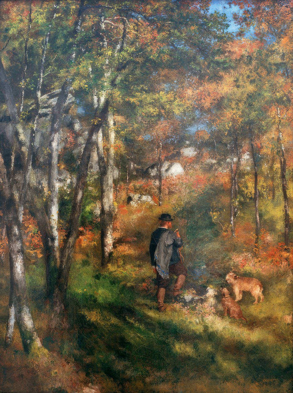De Schilder Jules Le Coeur en Zijn Honden in het Bos door Pierre Auguste Renoir