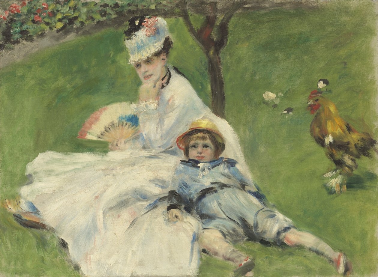 Madame Monet en Haar Zoon, 1874 door Pierre Auguste Renoir