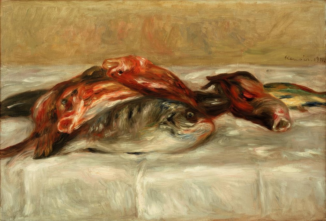 Stilleven met Vissen door Pierre Auguste Renoir