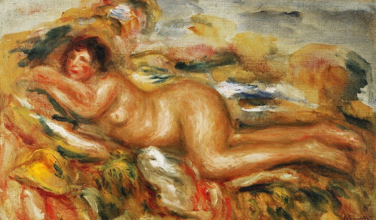 Naakte Vrouw op het Gras door Pierre Auguste Renoir